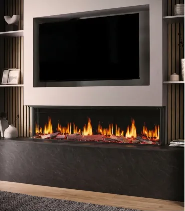 Camino Elettrico Ardelis 150 cm – 3 Lati con Effetto Fiamma e Acquario Maison Fire