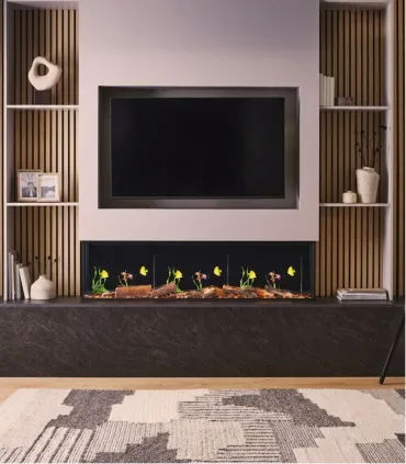 Camino Elettrico Ardelis 150 cm – 3 Lati con Effetto Fiamma e Acquario Maison Fire