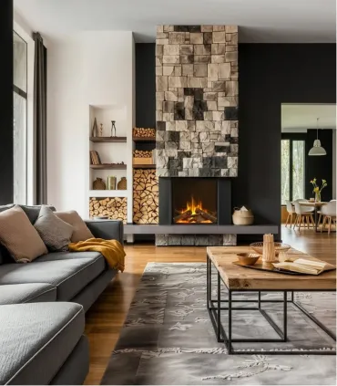Camino Elettrico Led "Velera" – Effetto Fiamma Realistico, Crepitio e Riscaldamento 2 kW Maison Fire