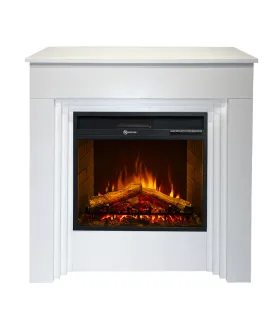 Camino elettrico caminetto da terra BELLINI in legno Bianco Made in Italy L96 x P35 x H96