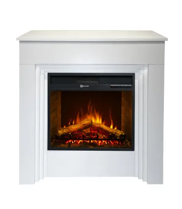 Camino elettrico caminetto da terra BELLINI in legno Bianco Made in Italy L96 x P35 x H96
