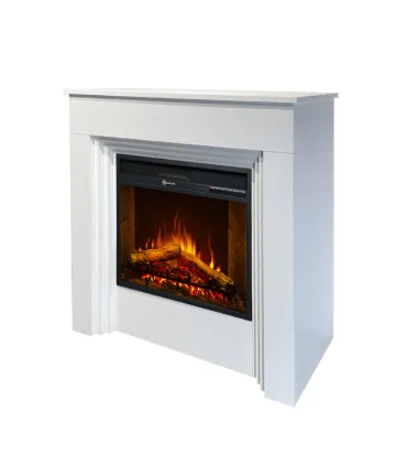 Camino elettrico caminetto da terra BELLINI in legno Bianco Made in Italy L96 x P35 x H96