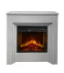 Camino elettrico caminetto da terra BELLINI in legno effetto Cemento Made in Italy L96 x P35 x H96