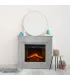 Camino elettrico caminetto da terra BELLINI in legno effetto Cemento Made in Italy L96 x P35 x H96