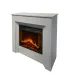 Camino elettrico caminetto da terra BELLINI in legno effetto Cemento Made in Italy L96 x P35 x H96