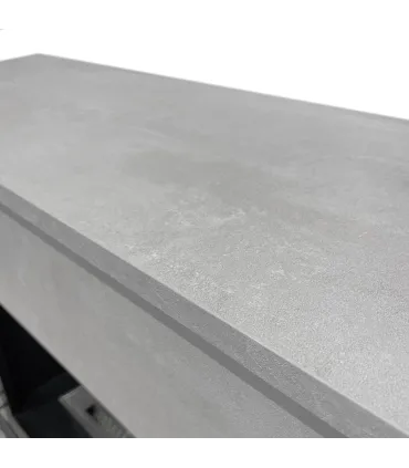 Camino elettrico caminetto da terra BELLINI in legno effetto Cemento Made in Italy L96 x P35 x H96