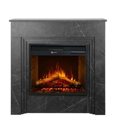Camino elettrico caminetto da terra BELLINI in legno effetto Marmo Nero Made in Italy L96 x P35 x H96