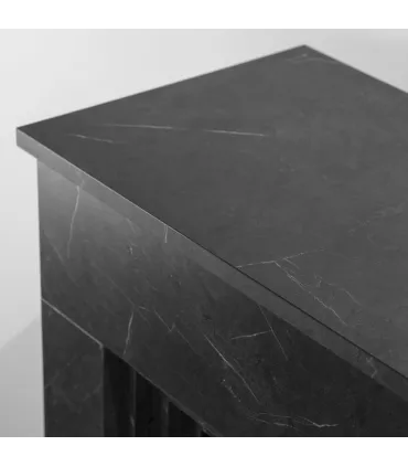 Camino elettrico caminetto da terra BELLINI in legno effetto Marmo Nero Made in Italy L96 x P35 x H96