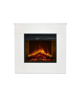 Camino elettrico caminetto da terra in legno bianco Made in Italy MICHELANGELO 96x36x90h