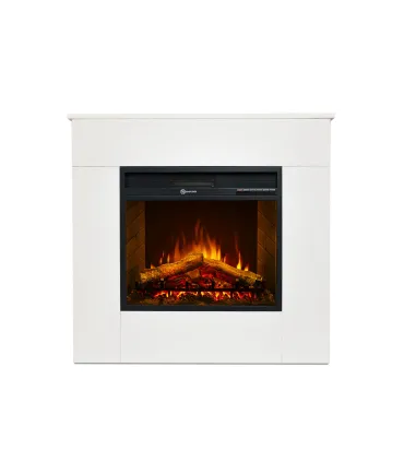 Camino elettrico caminetto da terra in legno bianco Made in Italy MICHELANGELO 96x36x90h