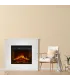 Camino elettrico caminetto da terra in legno bianco Made in Italy MICHELANGELO 96x36x90h