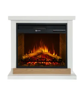 Camino elettrico caminetto da terra Stoccolma in legno bianco L75xP28xH70 cm