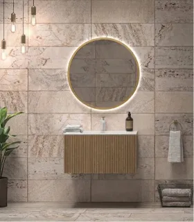 Mobile bagno sospeso in MDF Idrofugo Rovere Naturale con lavabo "Dress 120" Blonde