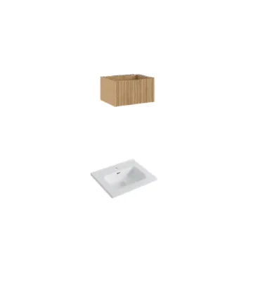 Mobile bagno sospeso in MDF Idrofugo Rovere Naturale con lavabo "Dress 120" Blonde