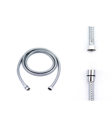 TUBO FLESSIBILE PER DOCCIA DOPPIA GRAFFATURA OTTONE CROMATO F 1/2" CONICO X F1/2" CM 200