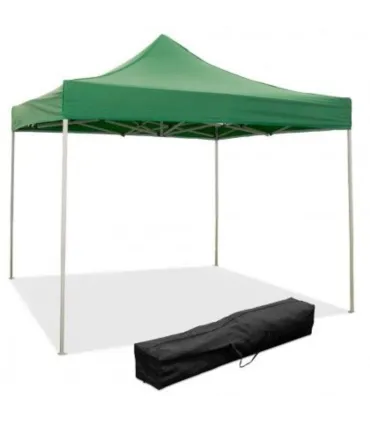 Gazebo richiudibile pieghevole MARKET 3 X 3 Verde ricoperto in PVC impermeabile