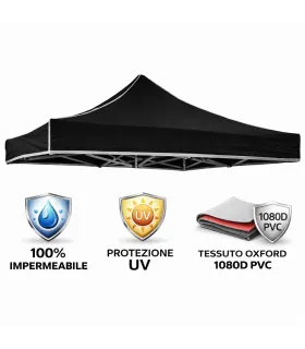 Telo tetto Nero 3X3 impermeabile per ricambio gazebo richiudibile MARKET