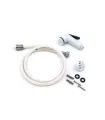 KIT DOCCETTA A PULSANTE IN ABS BIANCA CON GANCIO E TUBO FLESSIBILE CM 150 MATERIALE PLASTICO