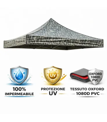 Telo tetto Mimetico militare 3X3 impermeabile per ricambio gazebo richiudibile MARKET
