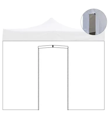 Telo laterale 2x2m bianco impermeabile con porta avvolgibile per gazebo richiudibile MARKET
