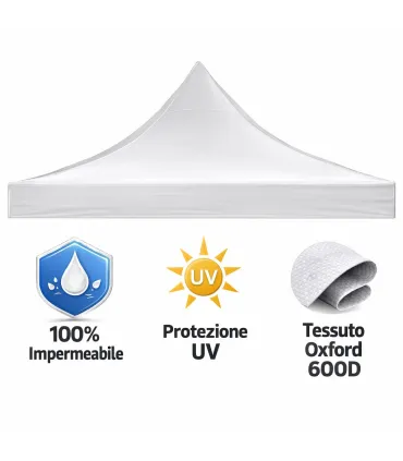 Telo laterale 2x2mt bianco impermeabile ricambio per gazebo richiudibile MARKET