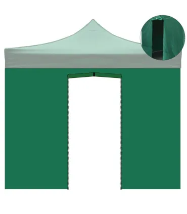 Telo laterale 3x2m verde impermeabile con porta avvolgibile per gazebo richiudibile MARKET