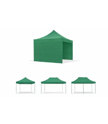 Telo laterale 3x2m verde impermeabile con porta avvolgibile per gazebo richiudibile MARKET