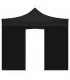 Telo laterale 3x2mt nero impermeabile con porta avvolgibile per gazebo richiudibile MARKET