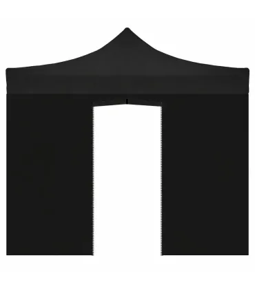 Telo laterale 3x2mt nero impermeabile con porta avvolgibile per gazebo richiudibile MARKET