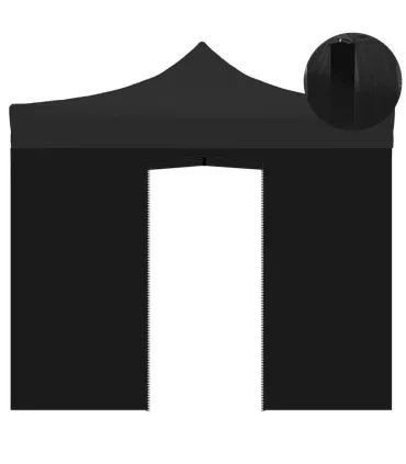 Telo laterale 3x2mt nero impermeabile con porta avvolgibile per gazebo richiudibile MARKET