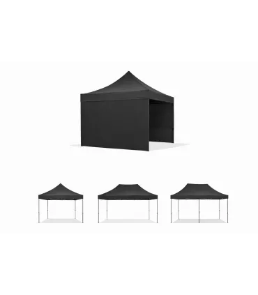 Telo laterale 3x2mt nero impermeabile con porta avvolgibile per gazebo richiudibile MARKET