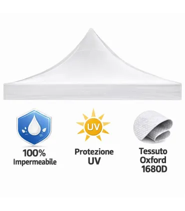 Telo laterale 3x2m bianco impermeabile con porta avvolgibile per gazebo richiudibile MARKET-PRO