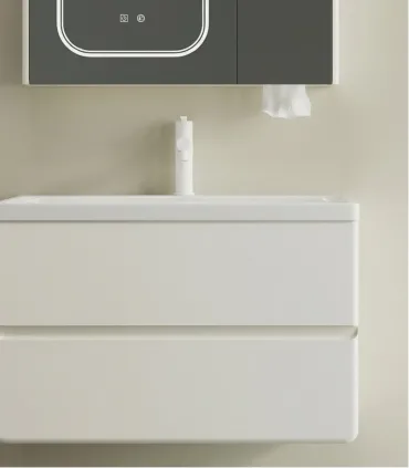 Mobile bagno sospeso in PVC con specchio e lavabo "SIMPLA 100" I Karag I Ap shop