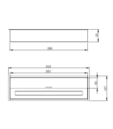 Bruciatore per camino a bioetanolo biocamino in acciaio inox 4,5 lt 61X18XH9,5 cm