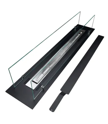 Bruciatore per camino a bioetanolo biocamino in acciaio con vetri da 100 cm