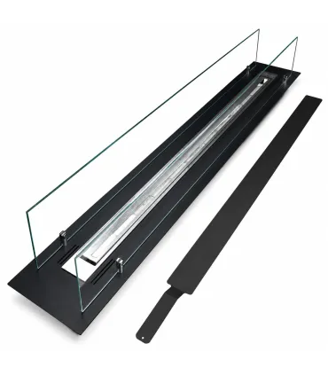Bruciatore per camino a bioetanolo da incasso con vetri biocamino da120 cm
