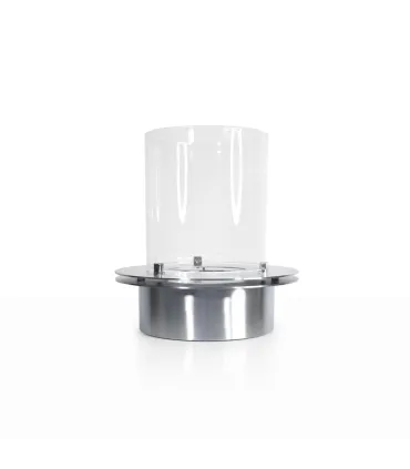 Bruciatore tondo con vetro per camino a bioetanolo biocamino inox 3 lt d.35