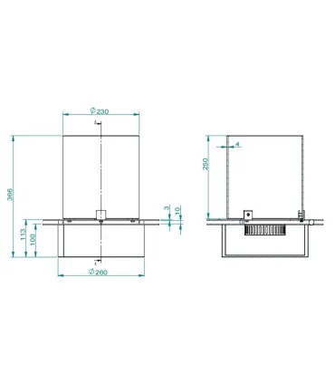 Bruciatore tondo con vetro per camino a bioetanolo biocamino inox 3 lt d.35