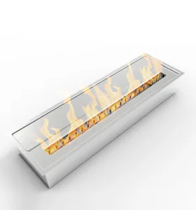 Bruciatore per camino a bioetanolo biocamino in acciaio inox 4,5 lt 61X18XH9,5 cm