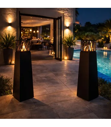 Camino a bioetanolo da giardino per esterno Vulcano Nero 40x40x145