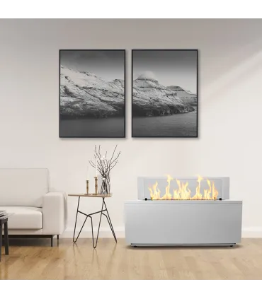 Camino a bioetanolo da terra per interno esterno CARAVAGGIO Bianco L100xP40xH40 cm