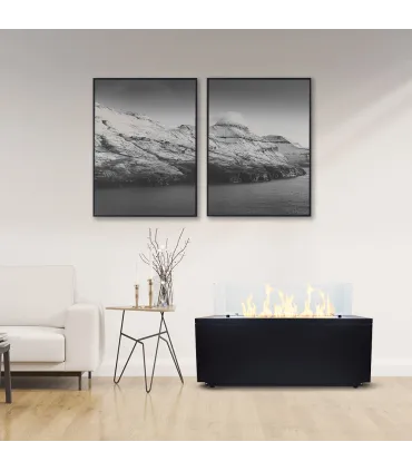 Camino a bioetanolo da terra per interno esterno CARAVAGGIO Nero L100xP40xH40 cm