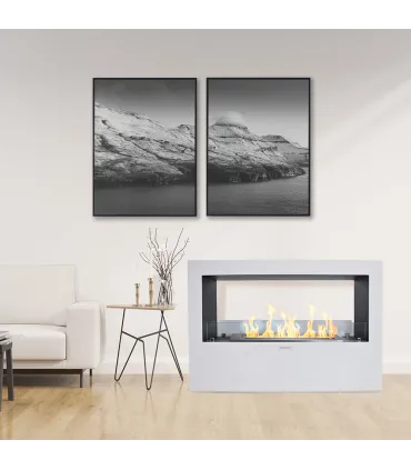 Camino a bioetanolo da terra per interno esterno Giotto S Bianco 100x30x70