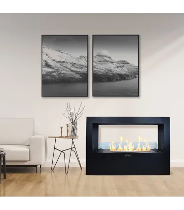 Camino a bioetanolo da terra per interno esterno Giotto S Nero 100x30x70