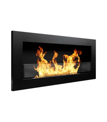 Camino a bioetanolo da parete o incasso Livorno Nero L 90 x P 12 x H 40 con vetro