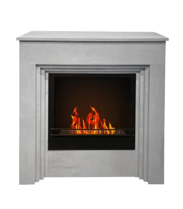 Camino a bioetanolo da terra BELLINI in legno effetto Cemento Made in Italy L96 x P35 x H96