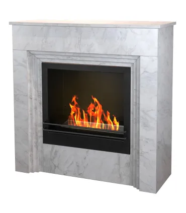 Camino a bioetanolo da terra BELLINI in legno effetto Marmo Bianco Made in Italy L96 x P35 x H96