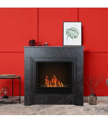 Camino a bioetanolo da terra BELLINI in legno effetto Marmo Nero Made in Italy L96 x P35 x H96