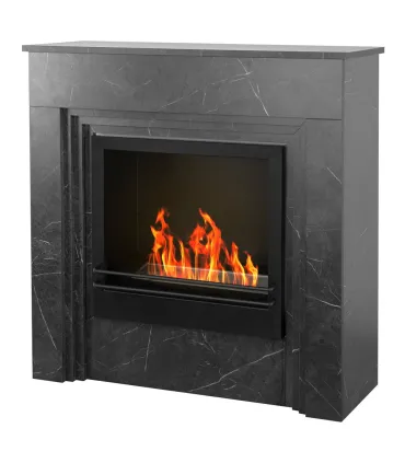Camino a bioetanolo da terra BELLINI in legno effetto Marmo Nero Made in Italy L96 x P35 x H96