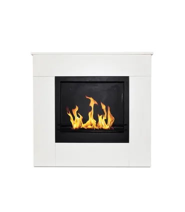 Camino a bioetanolo da terra in legno bianco Made in Italy Michelangelo 96x36x90h